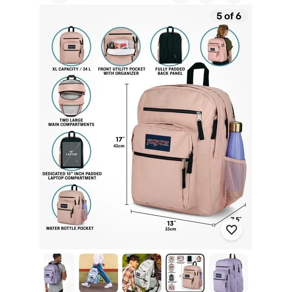 JanSport Laptop Backpack - Computer Bag with 2 Compartments Pastel Lilac